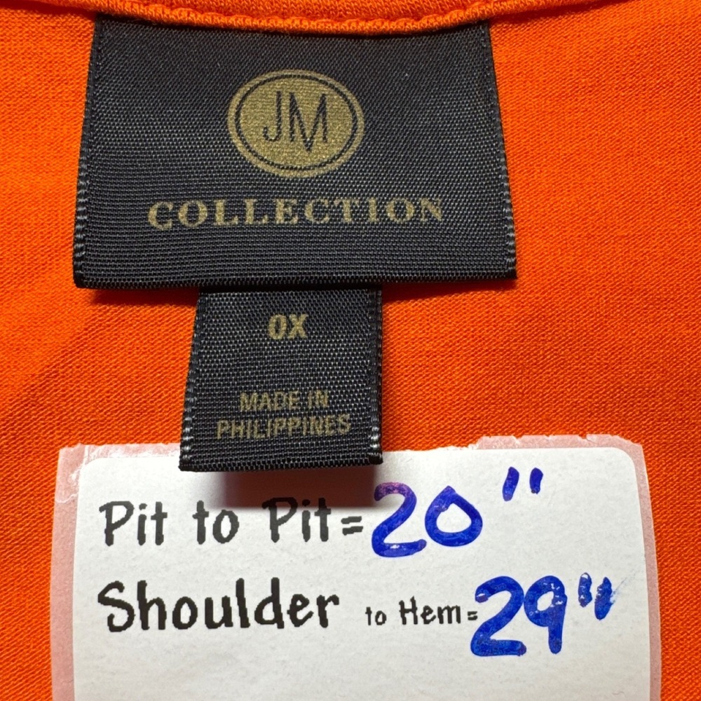 JM Collection Orange Scoop Neck Short Sleeve T-Shirt Plus Size 0X SP22 88144 - Picture 3 of 10